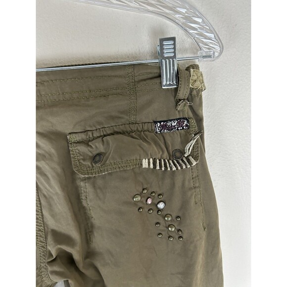 Miss Me 0 24 Cargo Pants Green Embellished Low Rise Utility Y2K Parachute - Picture 5 of 6